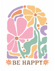 Be Happy - Abstrakte Blumen-Kleidungstransfers