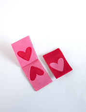 Double Heart Red Geweven Label | Rood & Roze