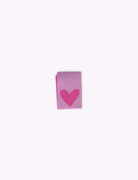 Double Heart Pink | Étiquette tissée à coudre