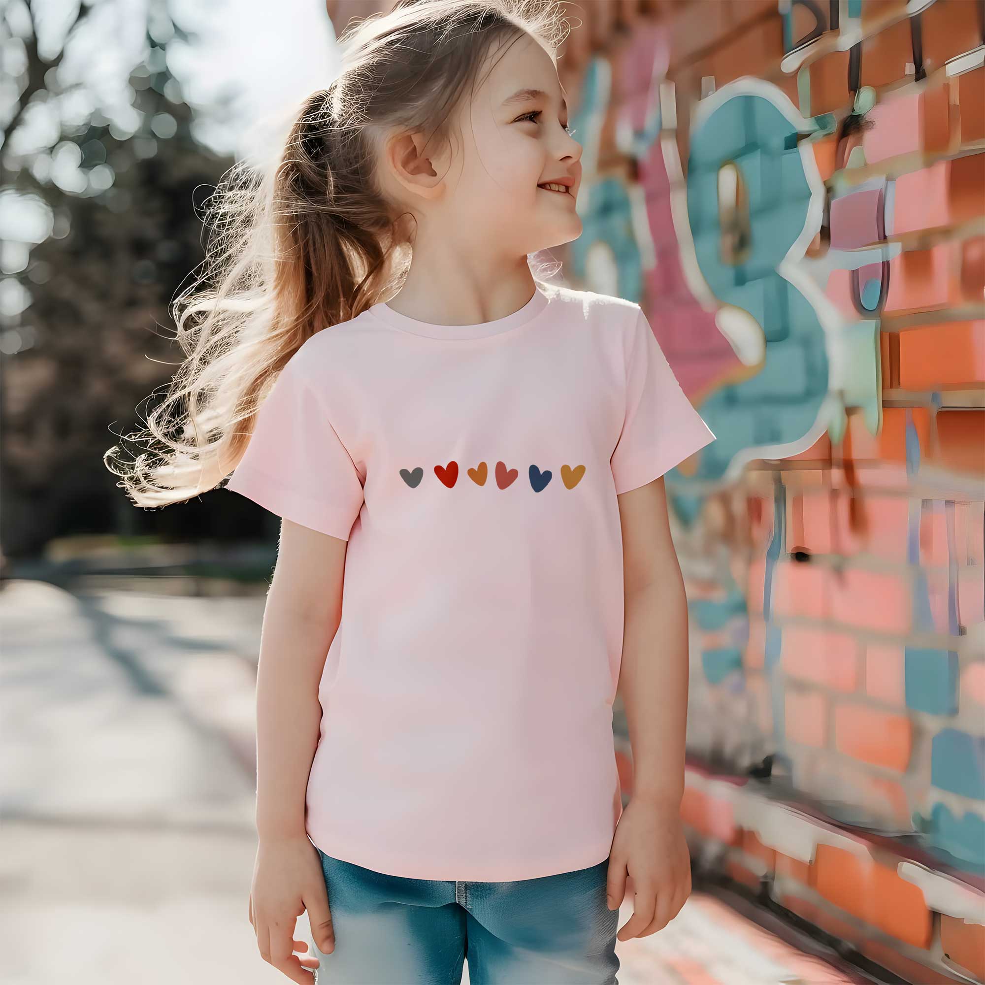 Hearts - Boho Rainbow - Clothing Transfer