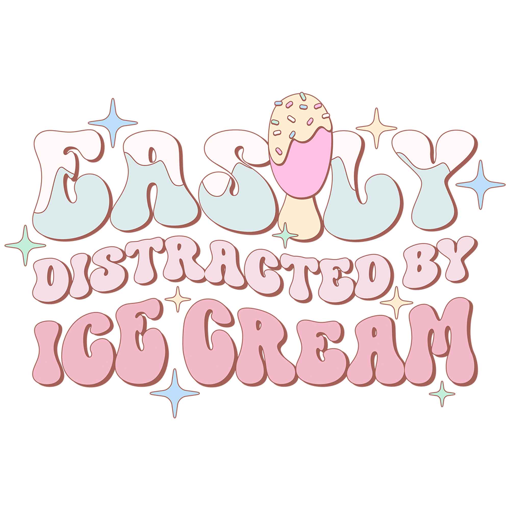 Easily Distracted By Ice Cream - Pastel Ice Clothing Transfer