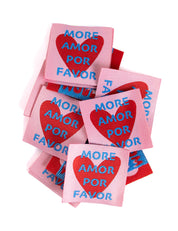 More Amor Por Favor Geweven Label | Roze & Rood