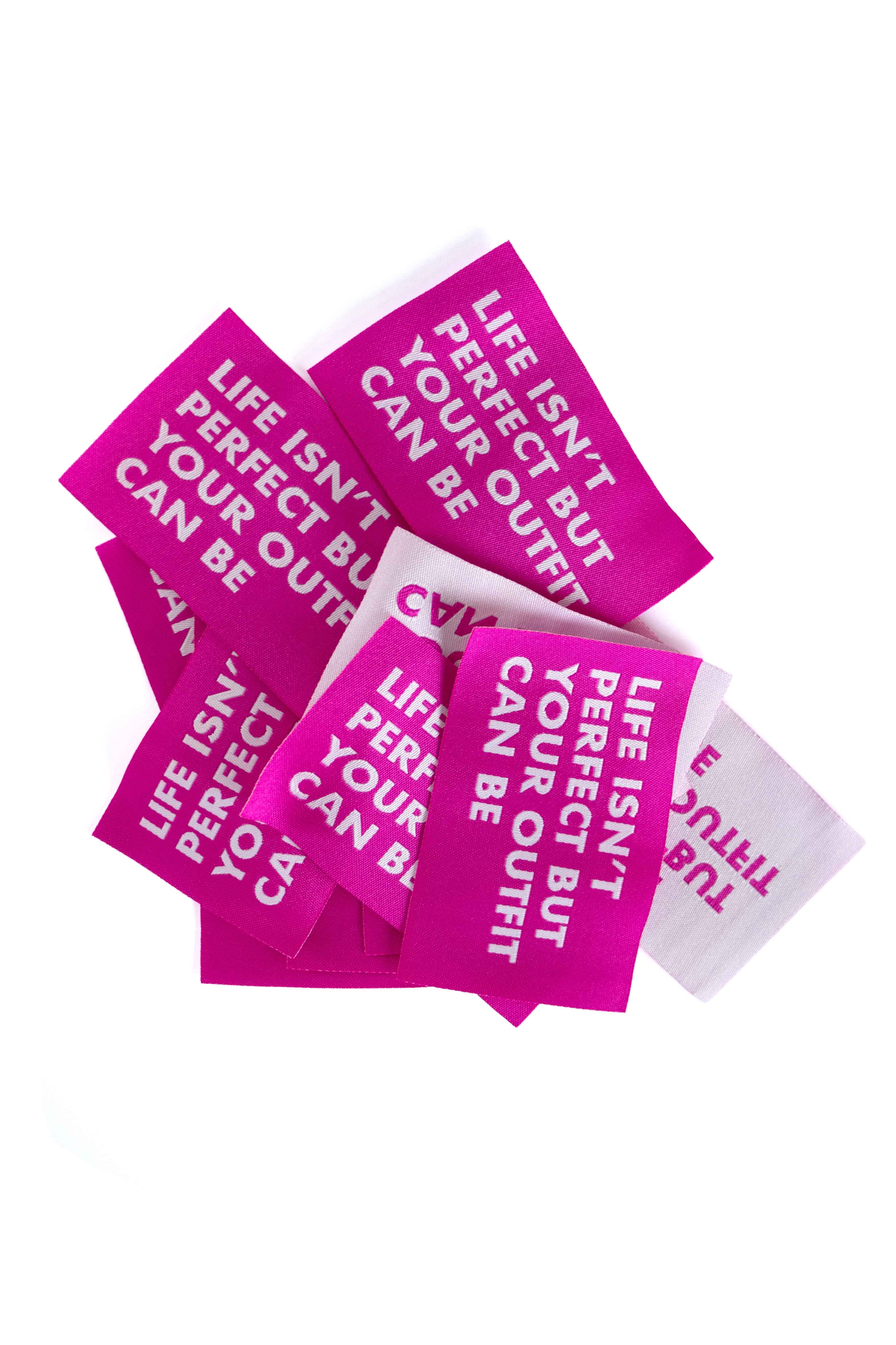 Perfect Outfit Geweven Label | Roze & Wit