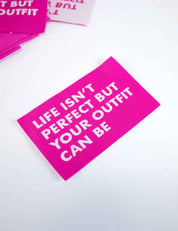 Perfect Outfit Geweven Label | Roze & Wit