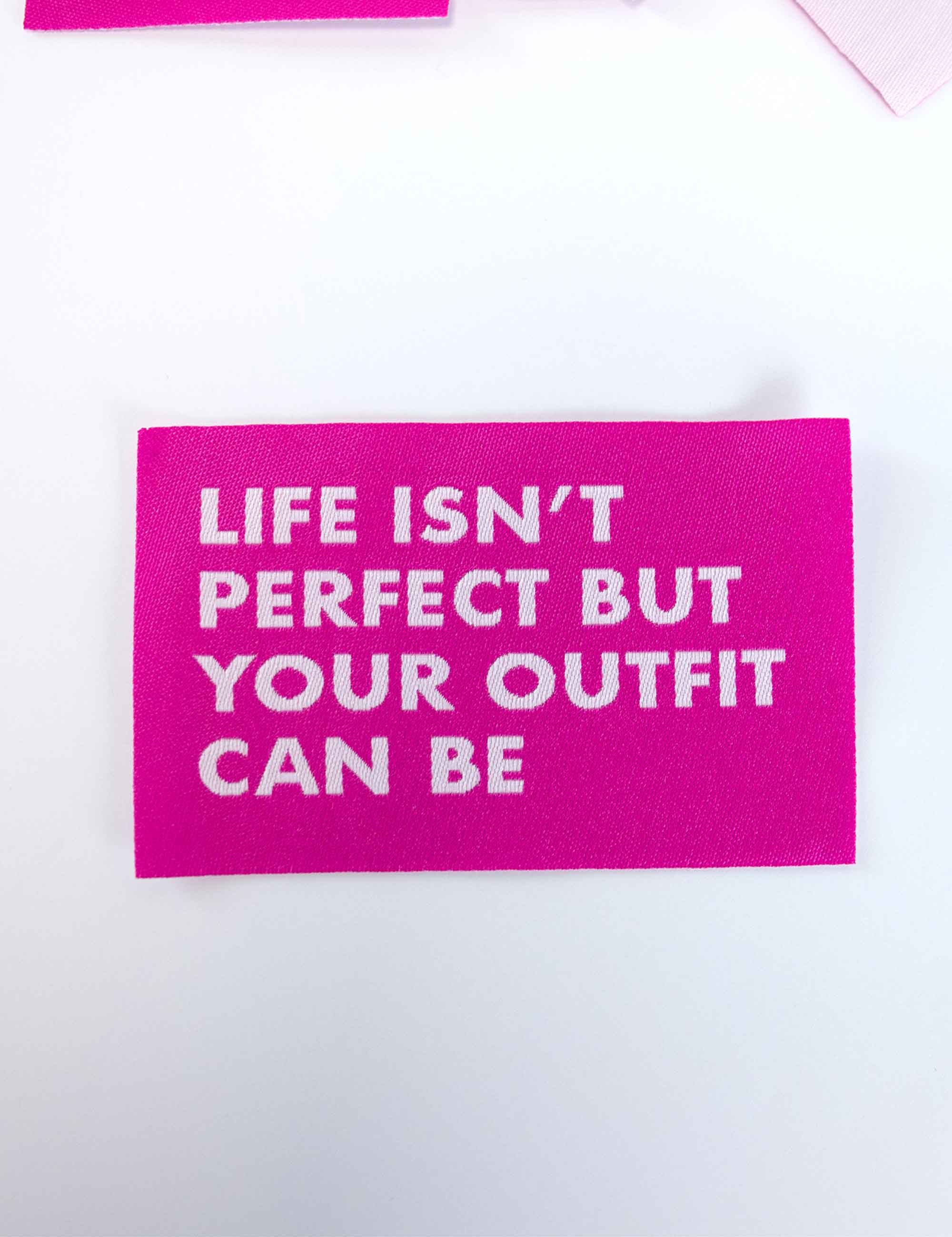 Perfect Outfit Geweven Label | Roze & Wit