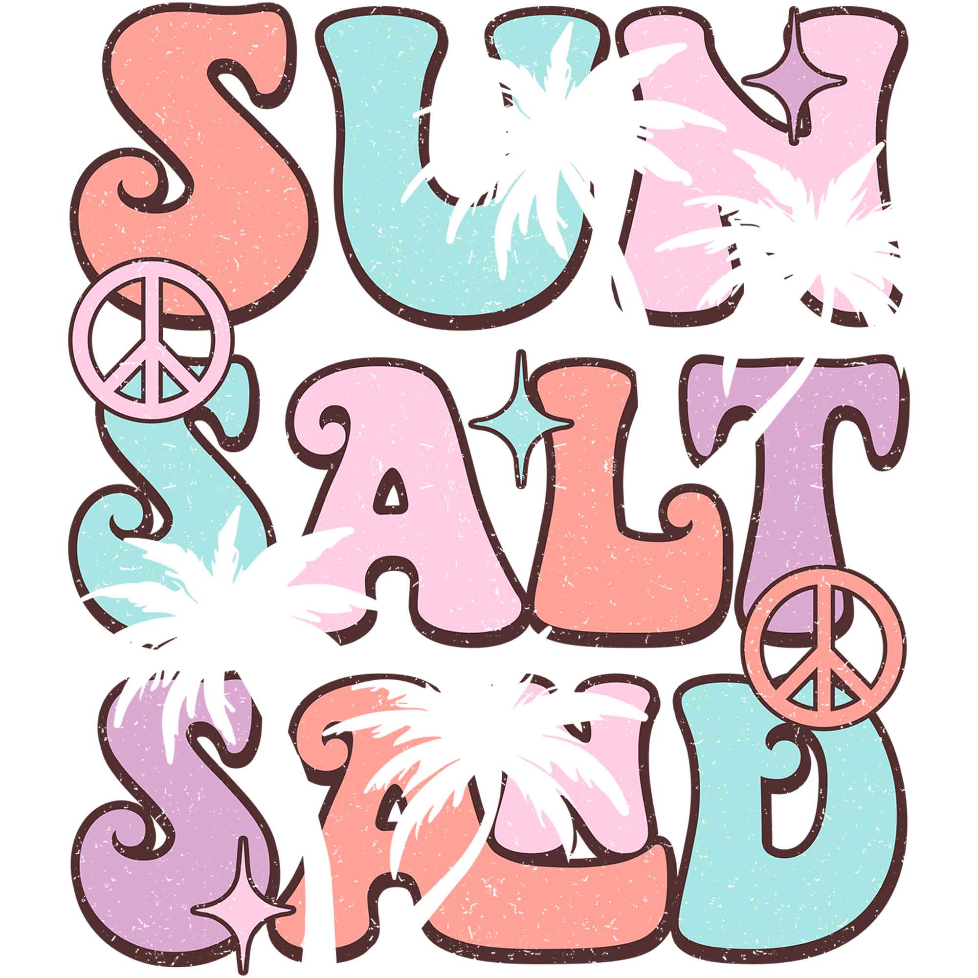 Sun Salt Sand - Groovy Summer Clothing Transfer