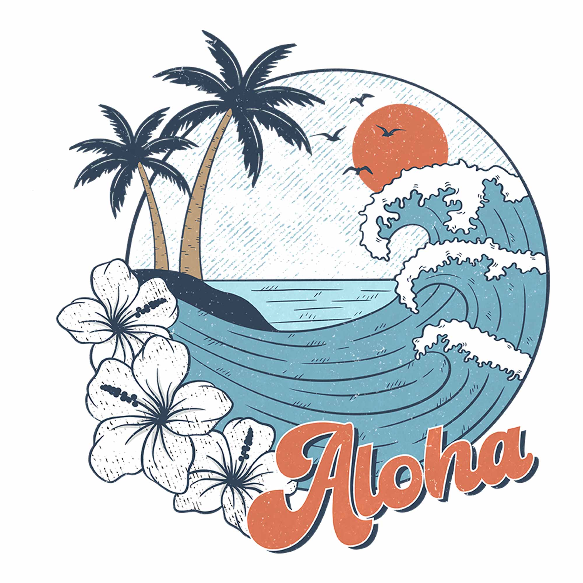 Aloha - Blue Summer Kleding Transfer