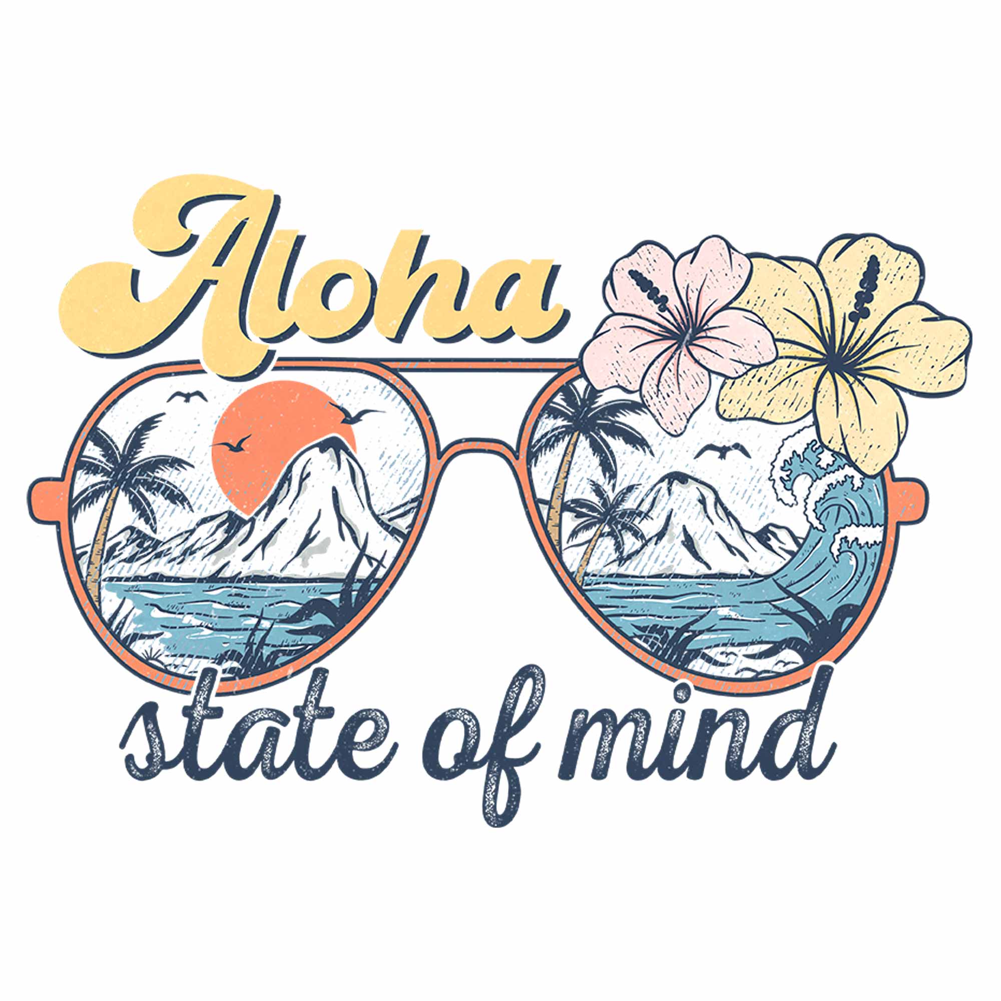 Aloha State of Mind - Blue Summer Clothing Transfer