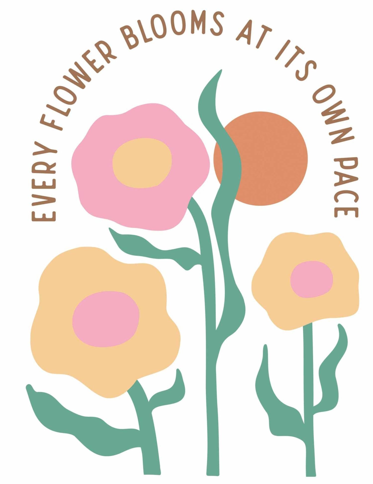 In seinem eigenen Tempo - Abstrakte Blumen-Kleidungstransfers