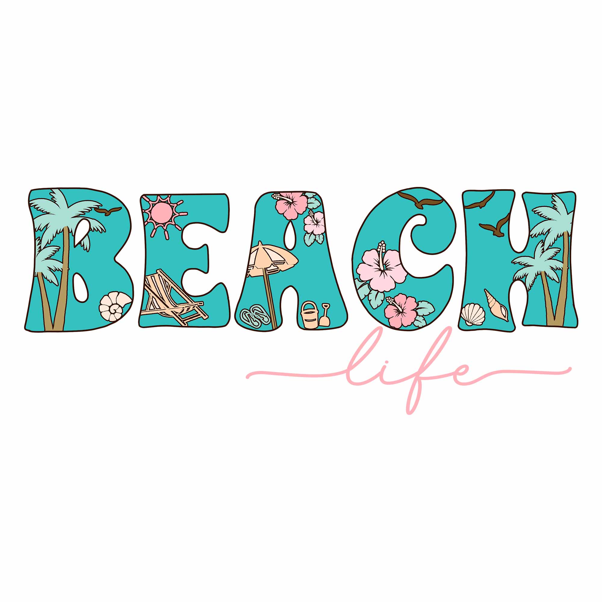 Beach Life - Pastel Summer Kleding Transfer