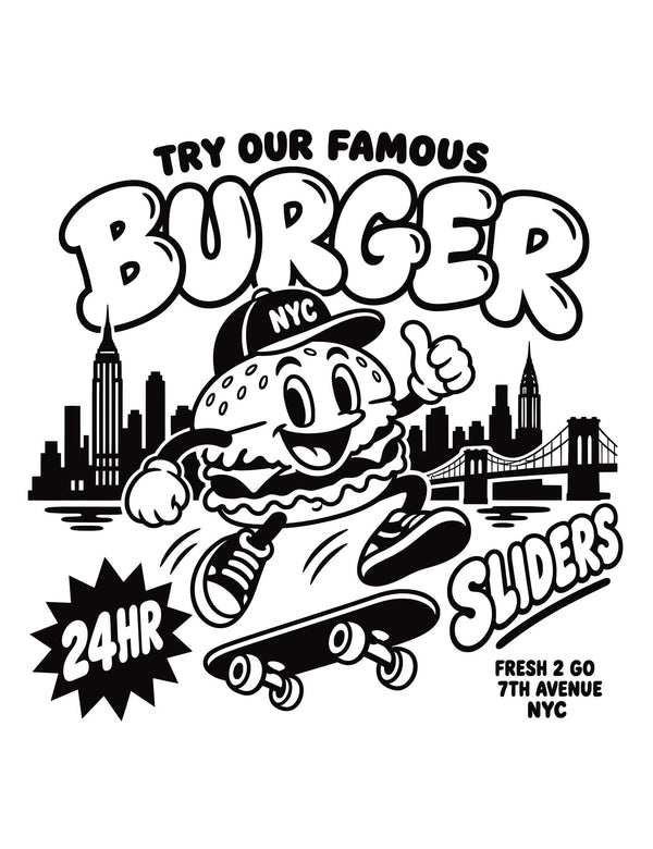 Burger Diner — Black DTF-strijktransfer uit Snack Attack