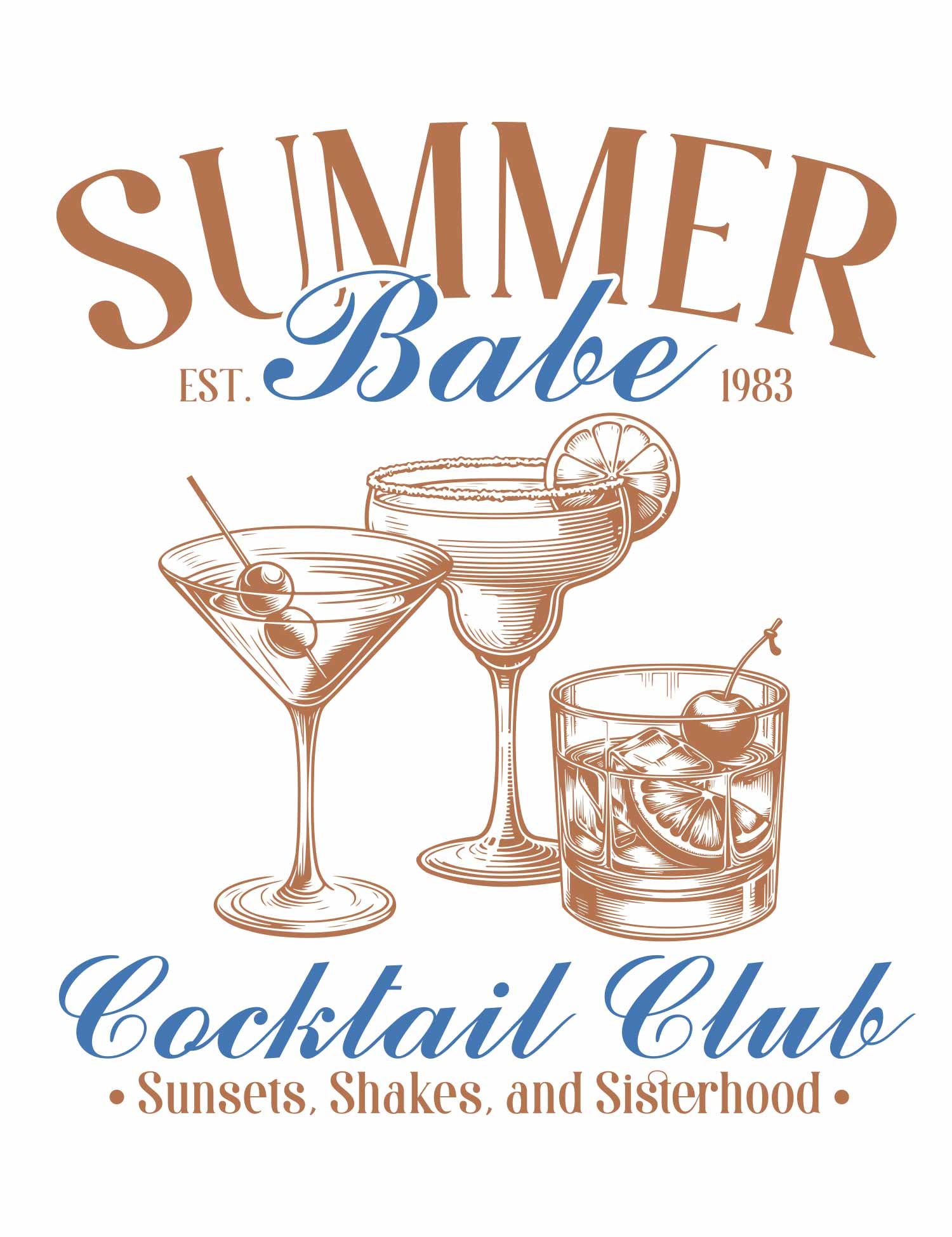Cocktail Club - Summer Cocktails Clothing Transfers