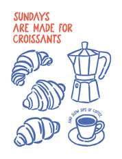 Sundays Are Made for Croissants - Hand Drawn | Strijktransfer