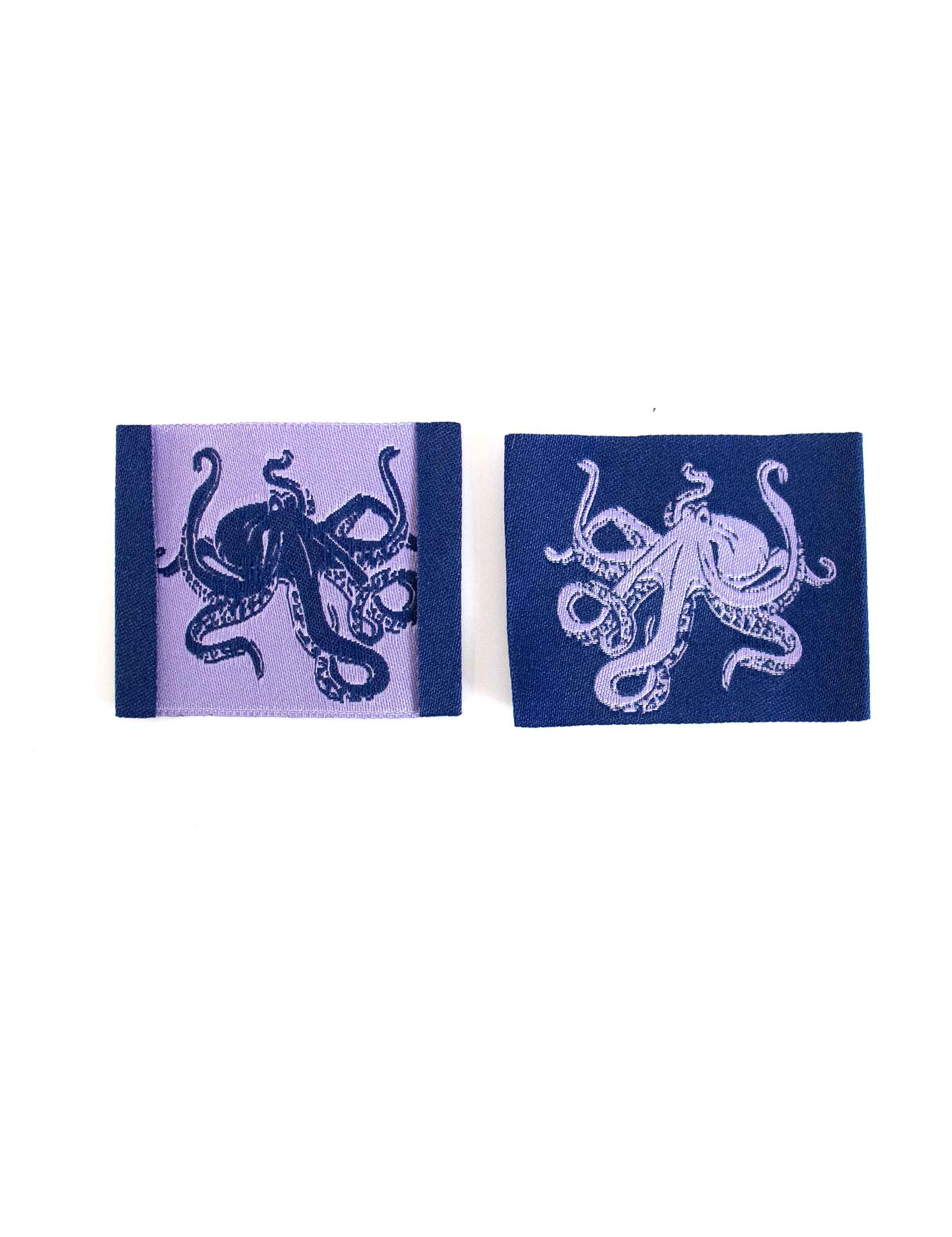 Octopus Geweven kledinglabel | Blauw & Paars