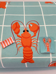 Lobster Geweven kledinglabel | Oranje & turquoise