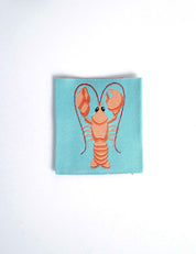 Lobster Geweven kledinglabel | Oranje & turquoise