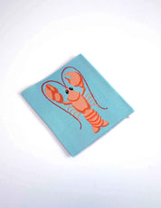 Lobster Geweven kledinglabel | Oranje & turquoise