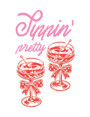 Sippin’ Pretty  - Hand Drawn | Strijktransfer