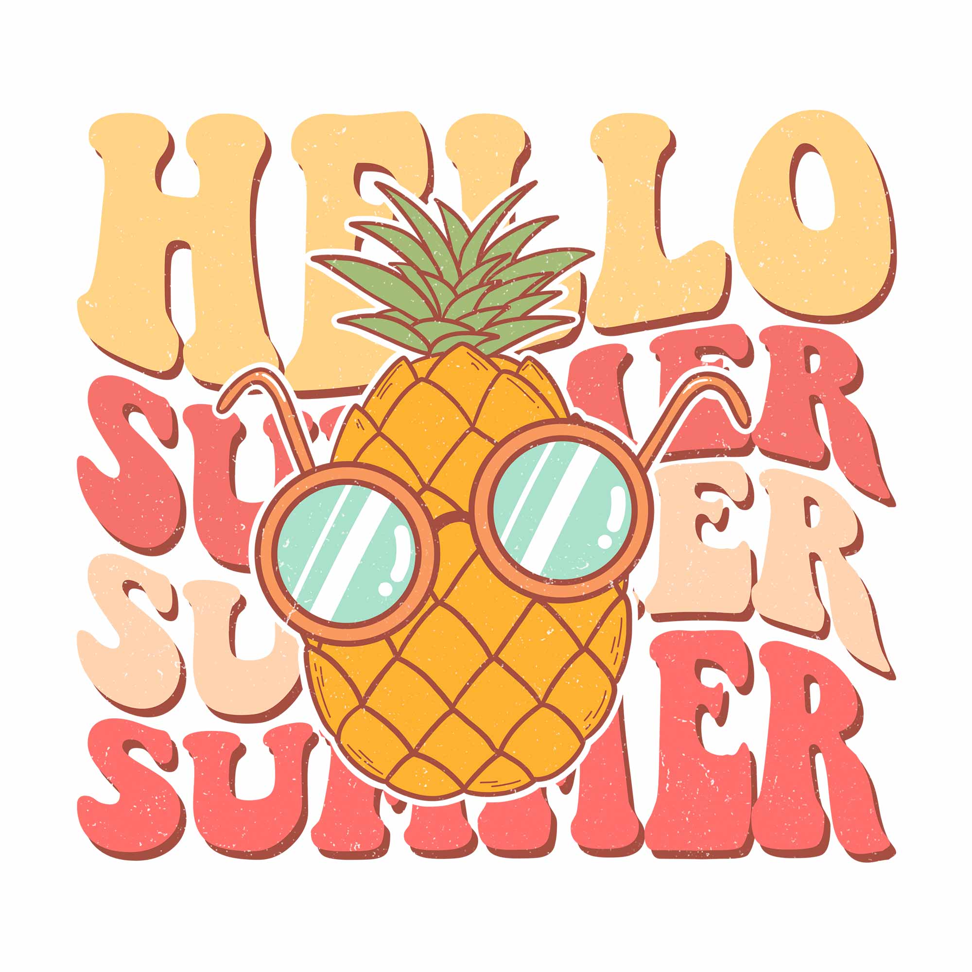 Hello Summer - Retro Summer Clothing Transfer