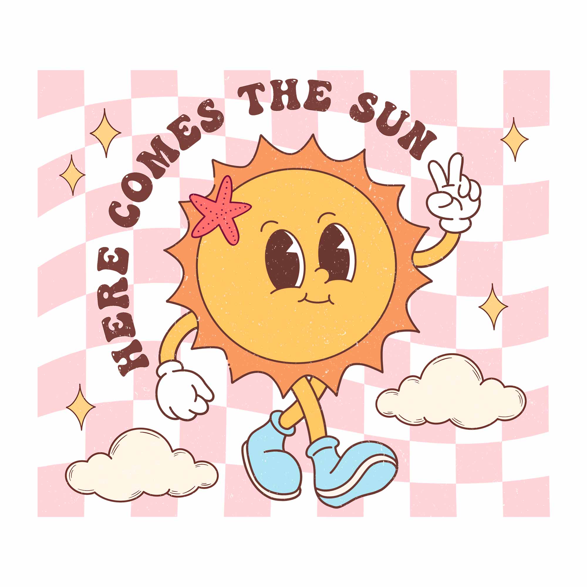 Hier kommt die Sonne - Retro Sommer Kleidung Transfer