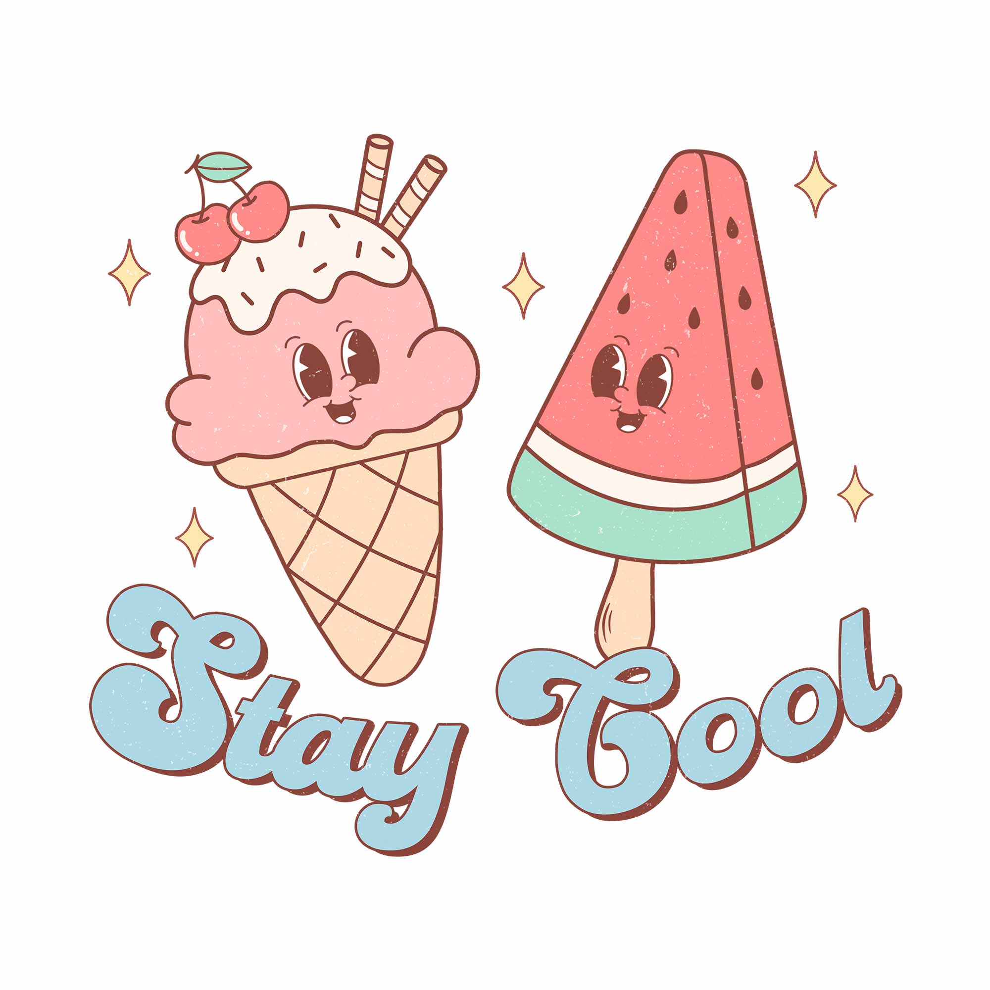 Bleib cool – Retro-Sommerkleidungstransfer