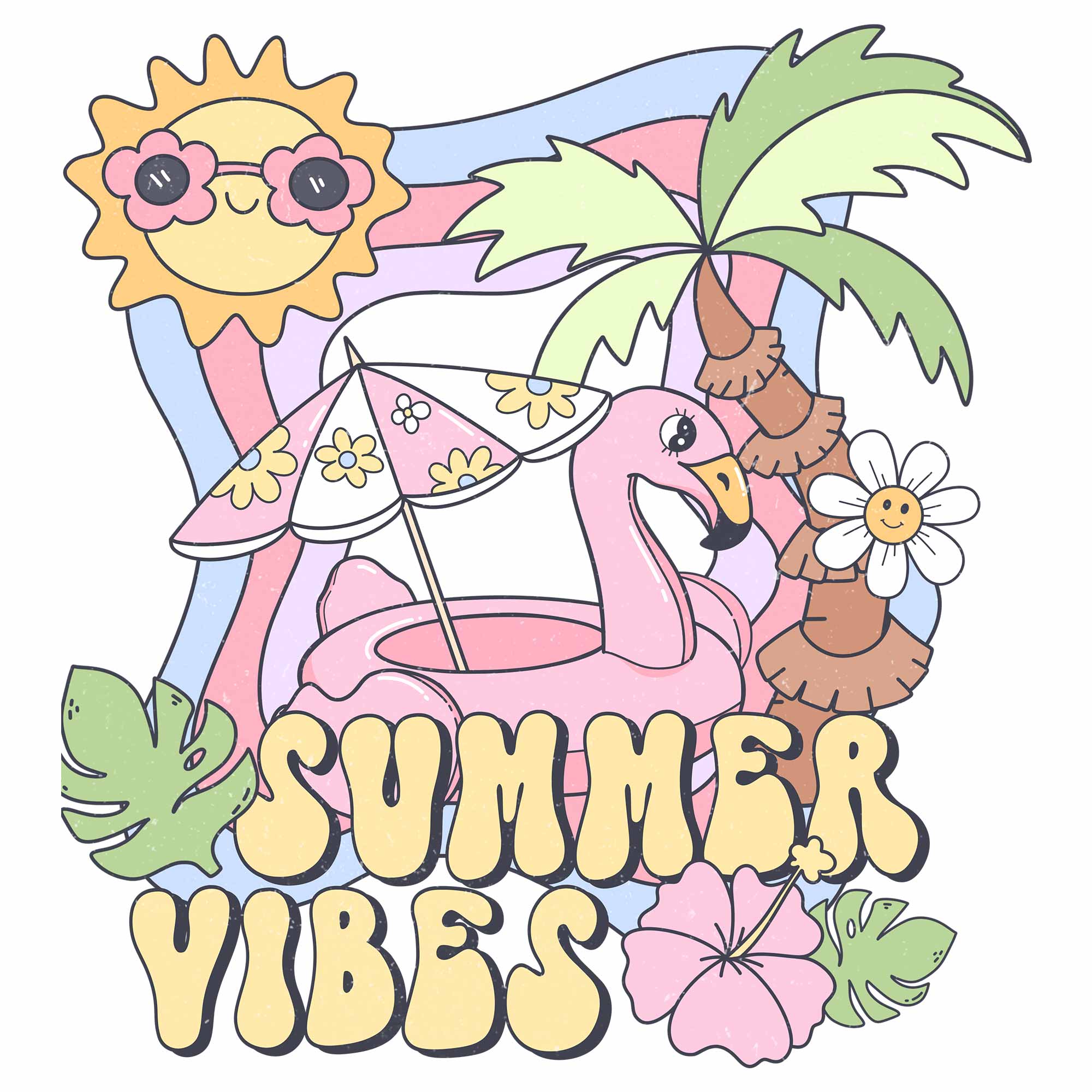 Summer Vibes Beach - Pink Summer Clothing Transfer