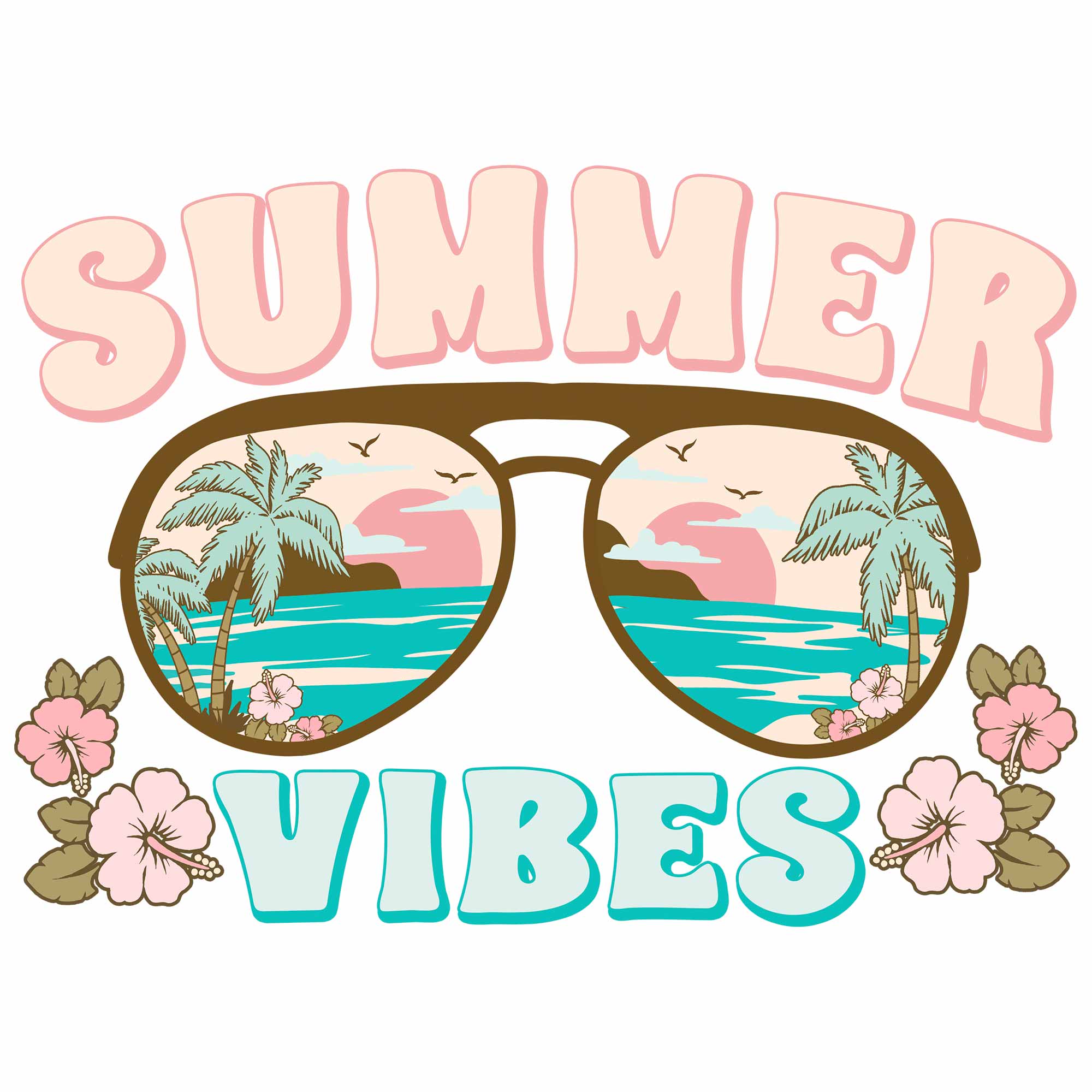Summer Vibes Sonnenbrille - Pastell Sommer Kleidung Transfer