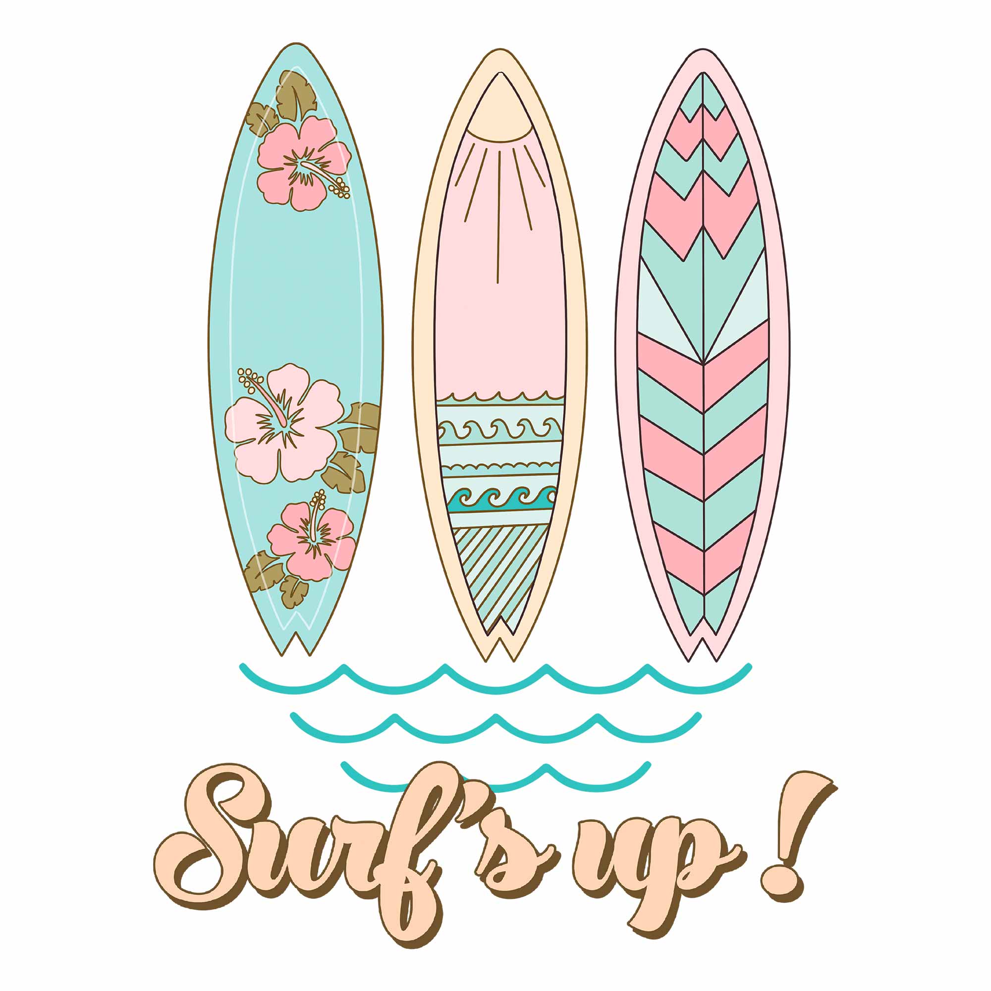 Surf's up - Pastell Sommer Kleidung Transfer