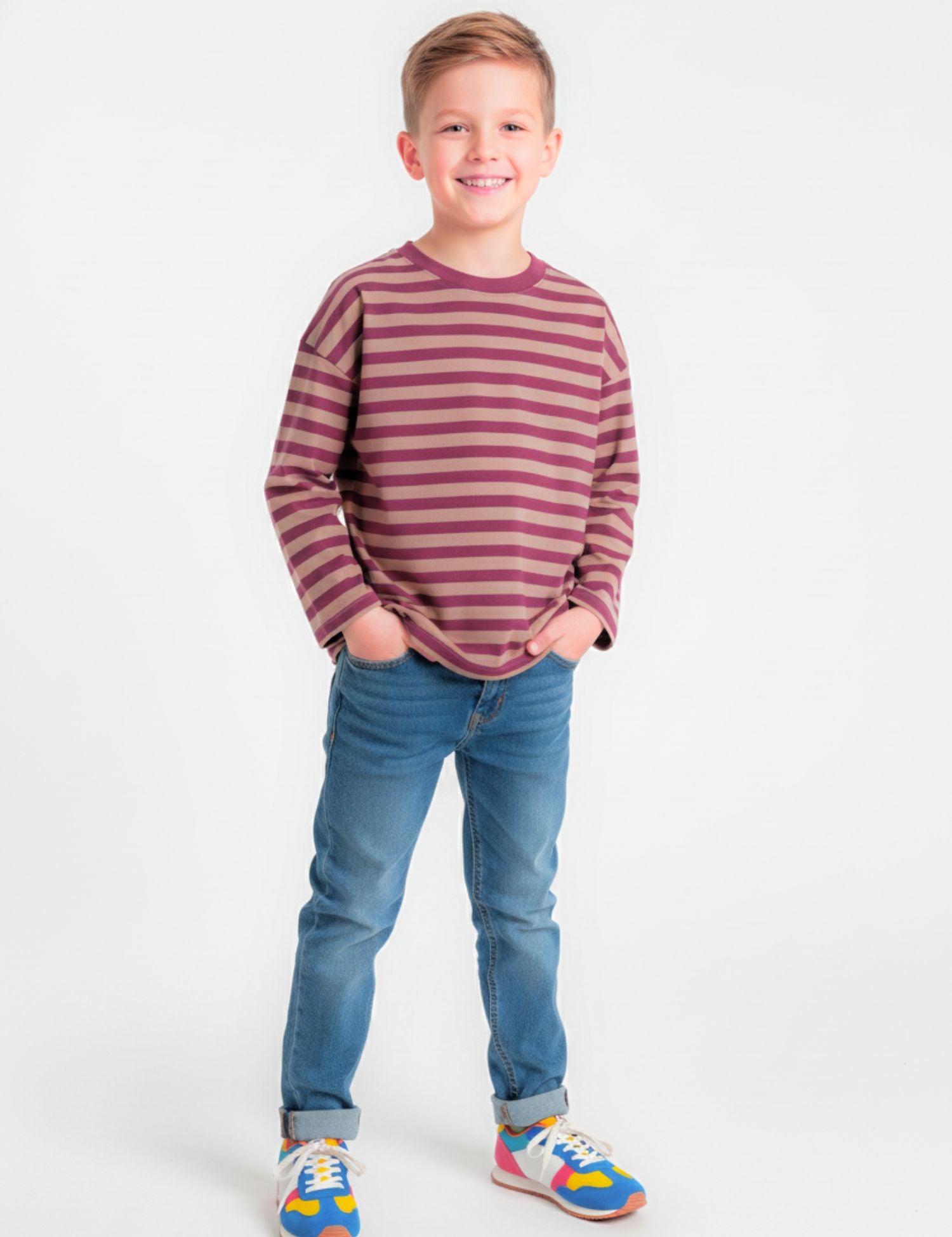 Berry Stripe | 100% Katoen Jersey | 170 cm breed