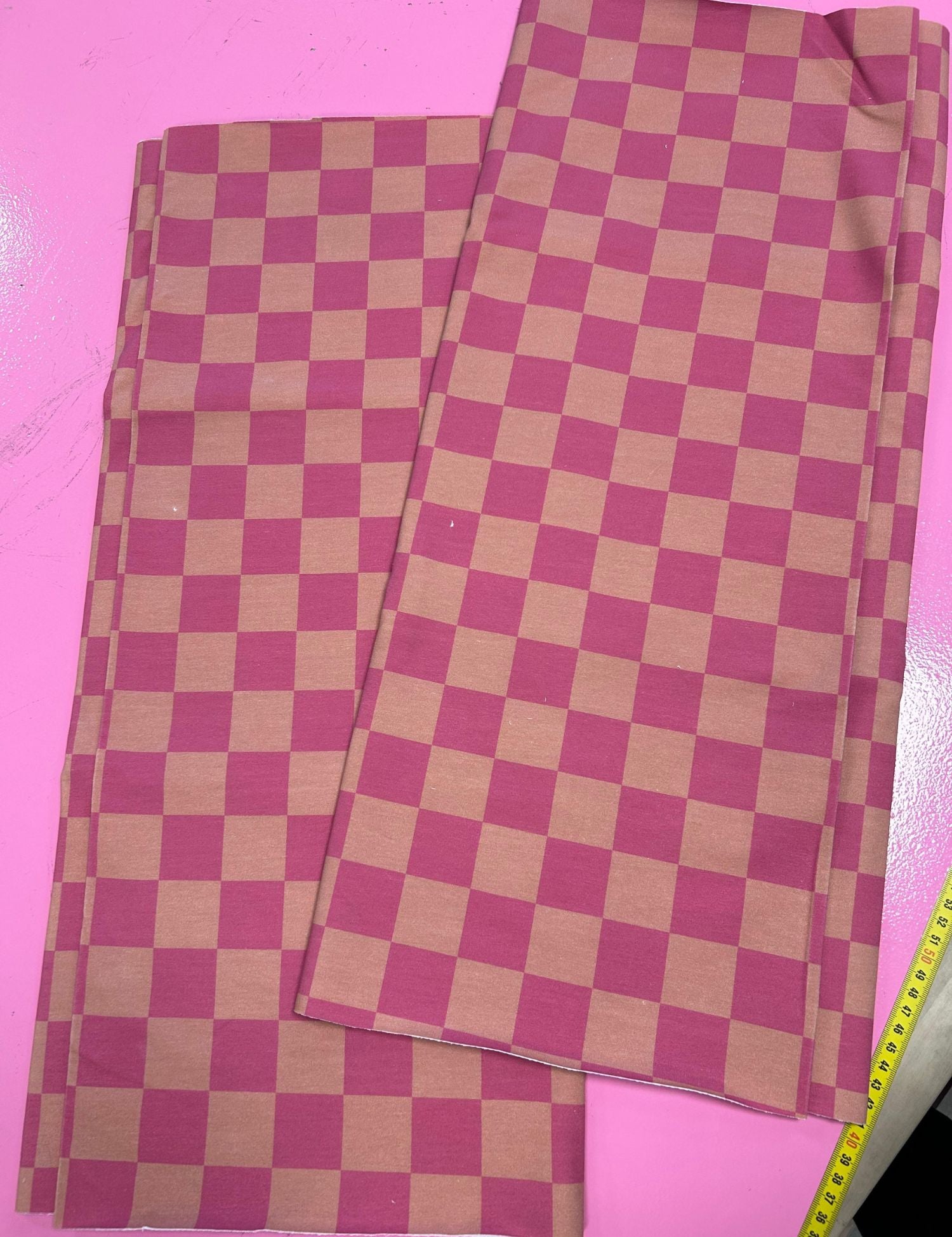 60cm Berry Bold Check French Terry | Rebel Rescue