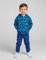 Croco Crew Blue Check | French Terry | 170 cm breed