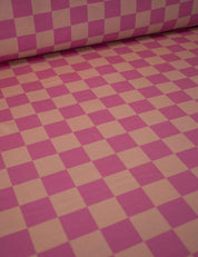 Berry Bold & Dusty Peach Check | French Terry | 170 cm breed