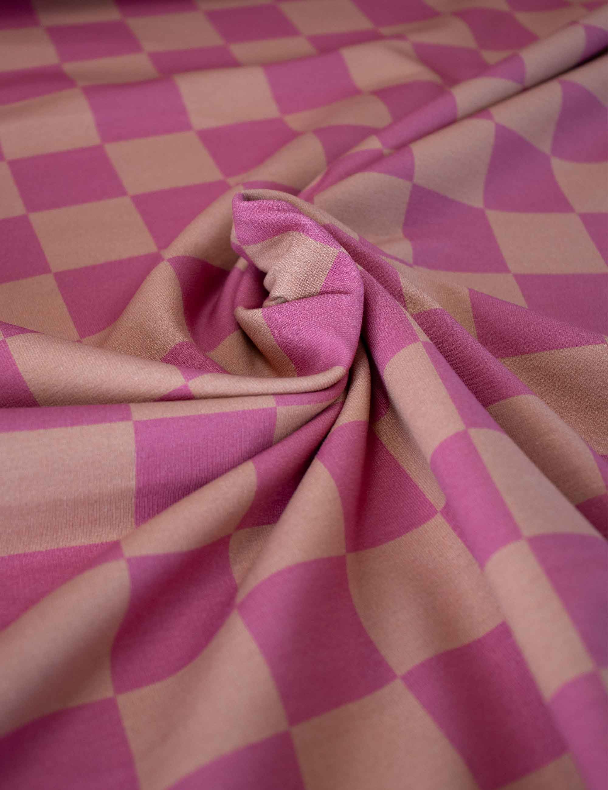 Berry Bold & Dusty Peach Check | French Terry | 170 cm breed