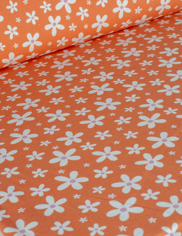 Daisy Pop Bittersweet Orange | Rib tricot | 125cm breed