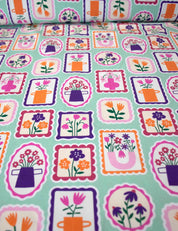 Floral Stamps Mint Vibe | Tricot | 170cm breed