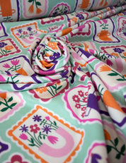 Floral Stamps Mint Vibe | Tricot | 170cm breed