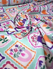 Floral Stamps Mint Vibe | Tricot | 170cm breed