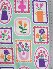 Floral Stamps Mint Vibe | Tricot | 170cm breed