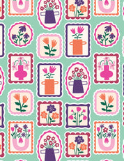 Floral Stamps Mint Vibe | Tricot | 170cm breed