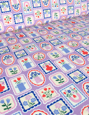 Floral Stamps Lilalicious | Tricot | 170cm breed