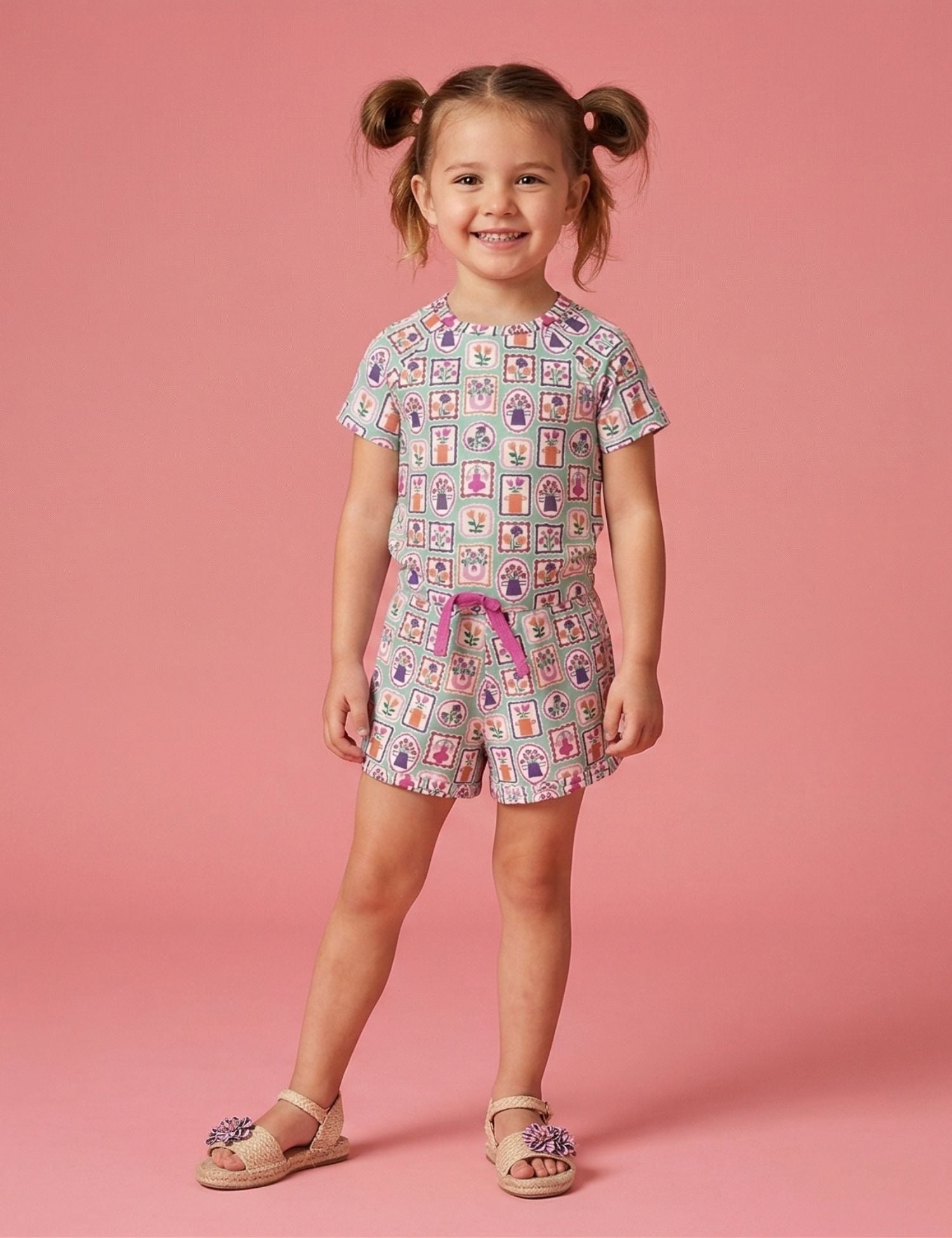 Floral Stamps Mint Vibe | Tricot | 170cm breed