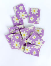Flowers Lilac Geweven Label