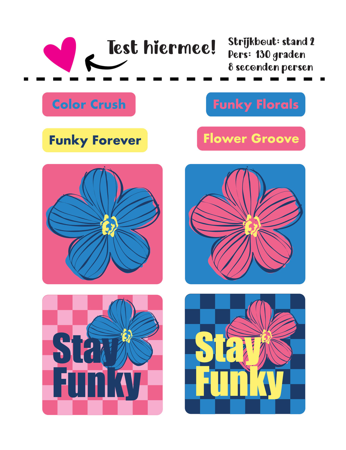 Funky Floral Coral Strijklabels – Strijktransfers
