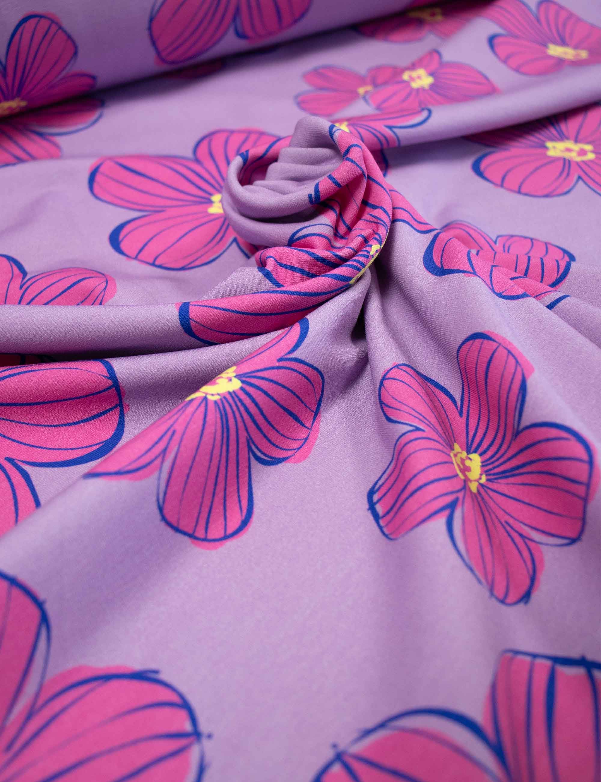 Funky Florals Lila | French Terry | 170cm breed