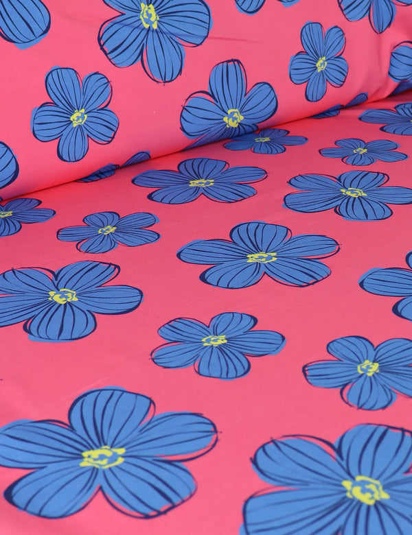 Funky Florals Coral Crush | French Terry | 170cm breed