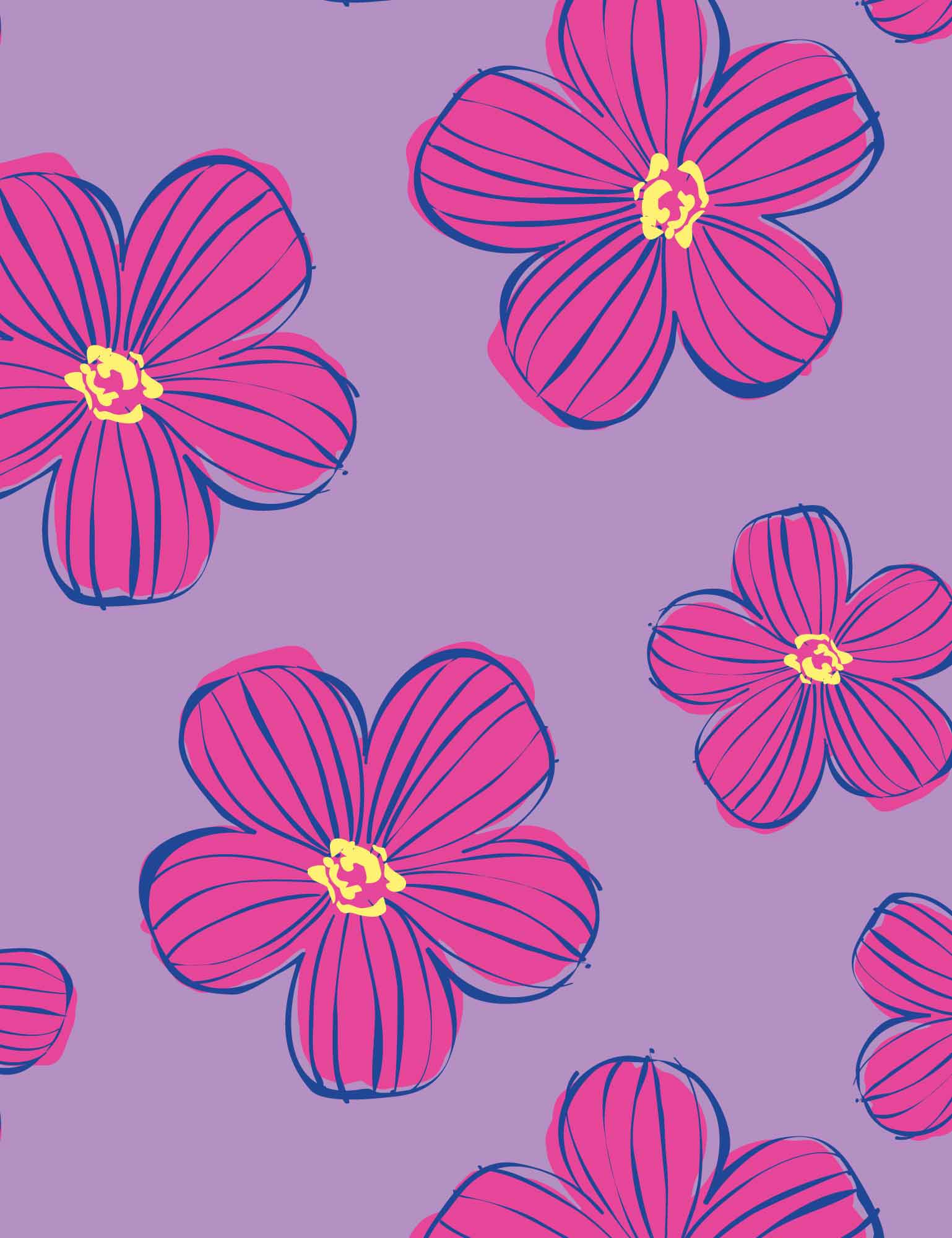 Funky Florals Lila | French Terry | 170cm breed