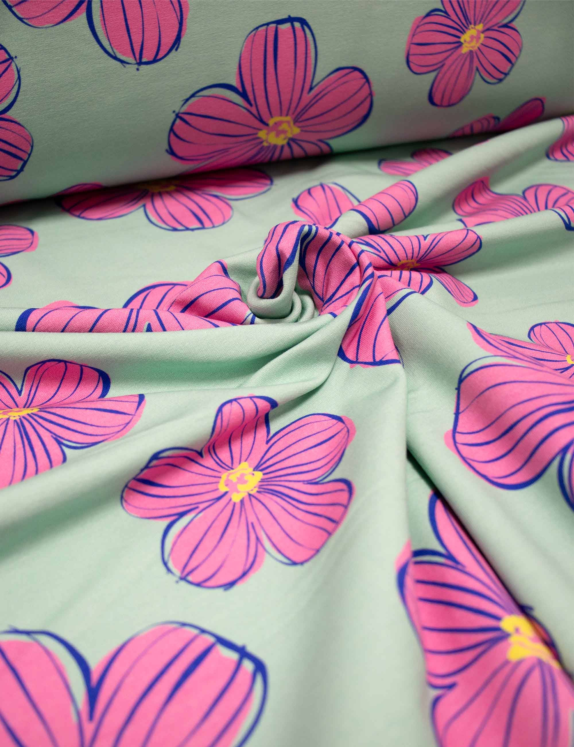 Funky Florals Mint | French Terry | 170cm breed