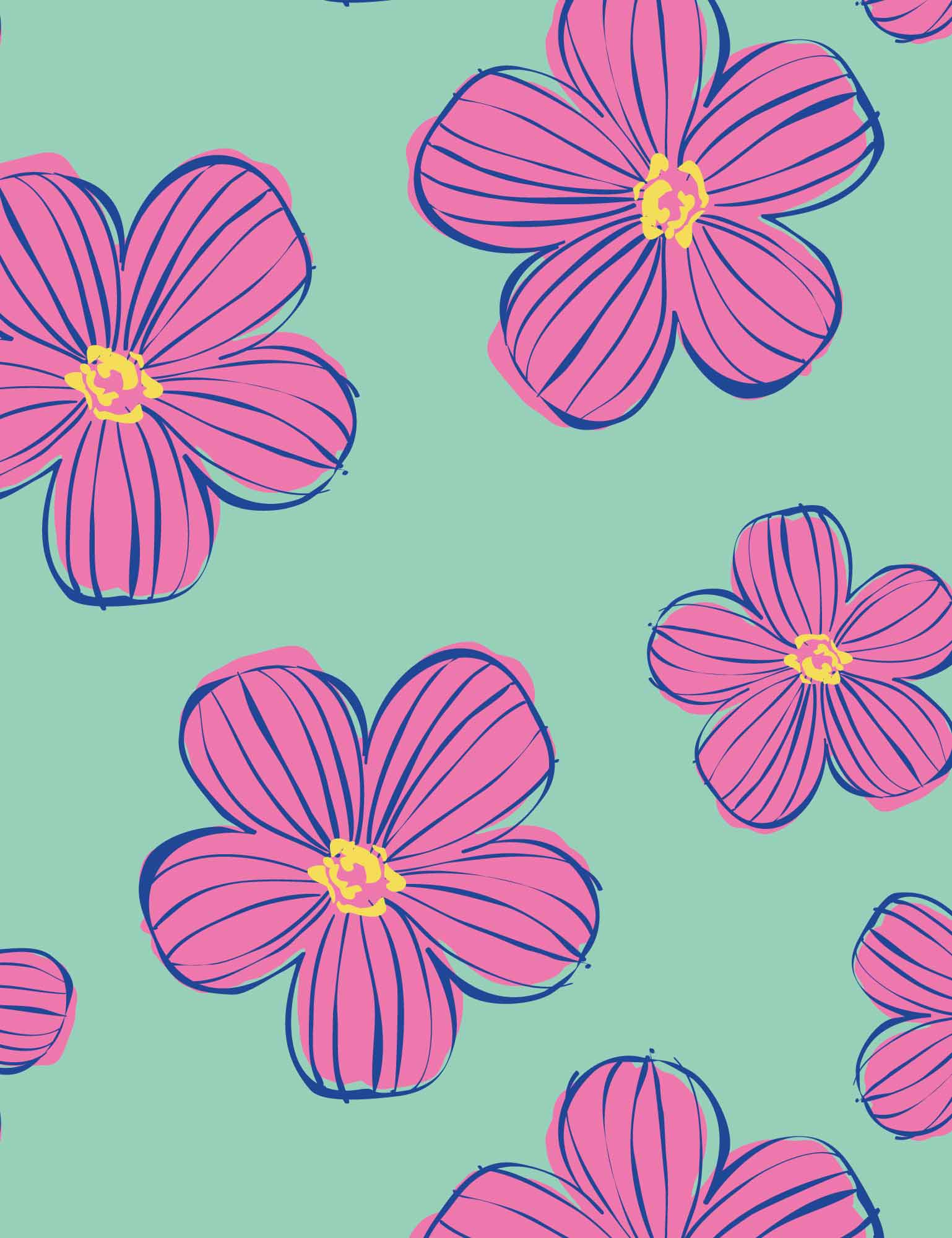 Funky Florals Mint | French Terry | 170cm breed
