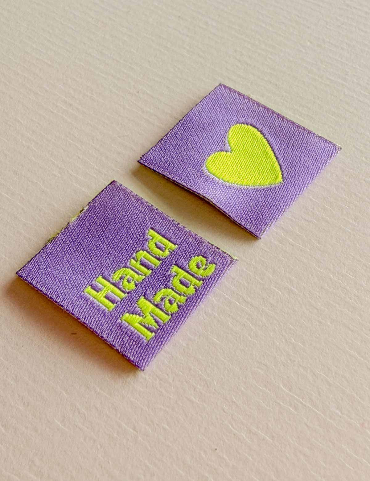 Hand Made Hearts Lilac | Geweven naailabel
