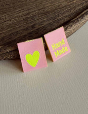 Hand Made Hearts Peach | Geweven naailabel